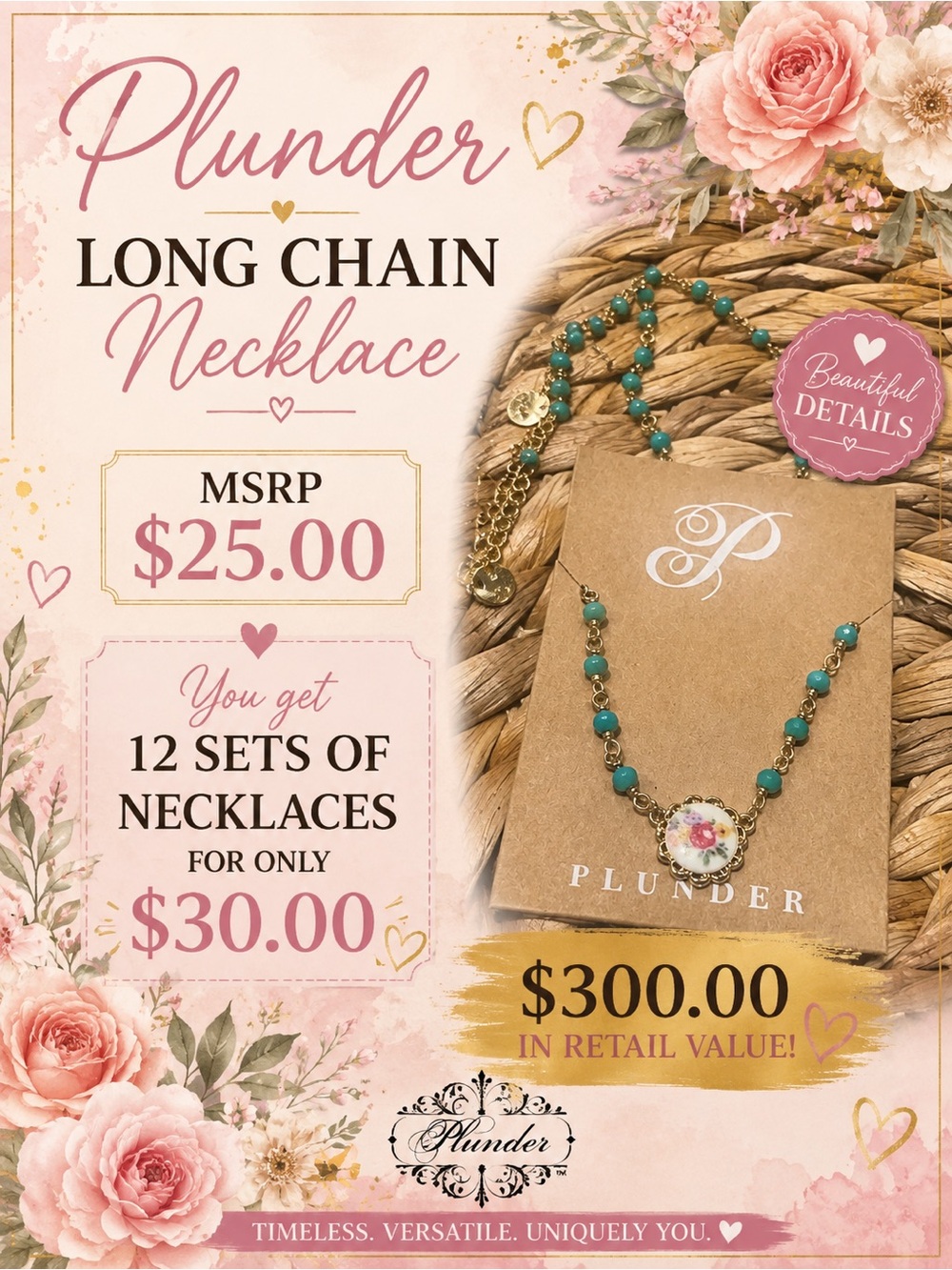 Plunder Women's Necklace in Teal and Gold - Plunder